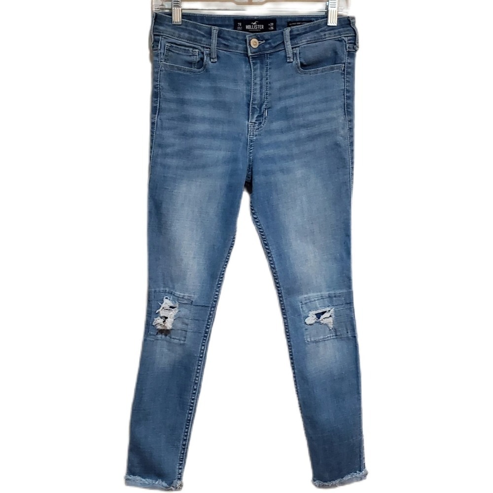 Hollister Junior's‎ Size 7 High Rise Crop Skinny Classic Skinny Jeans Whiskering
